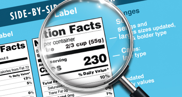 image of magnifying glass on nutrition facts