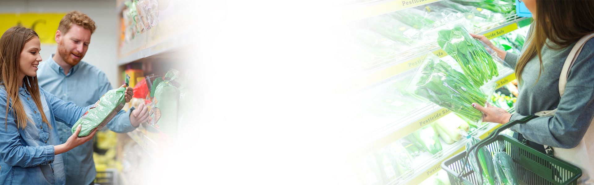 banner image of people shopping in the grocery store