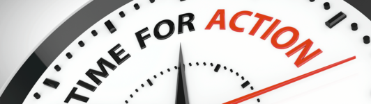 banner image of clock that reads 'time for action'